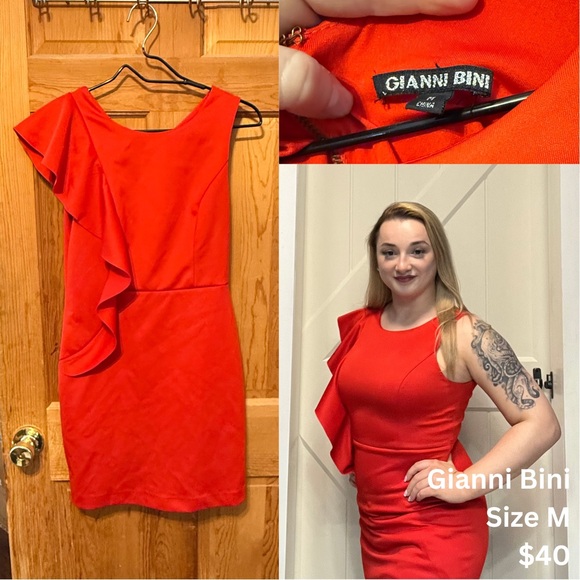 Gianni Bini One Shoulder Red Dress - Picture 2 of 5